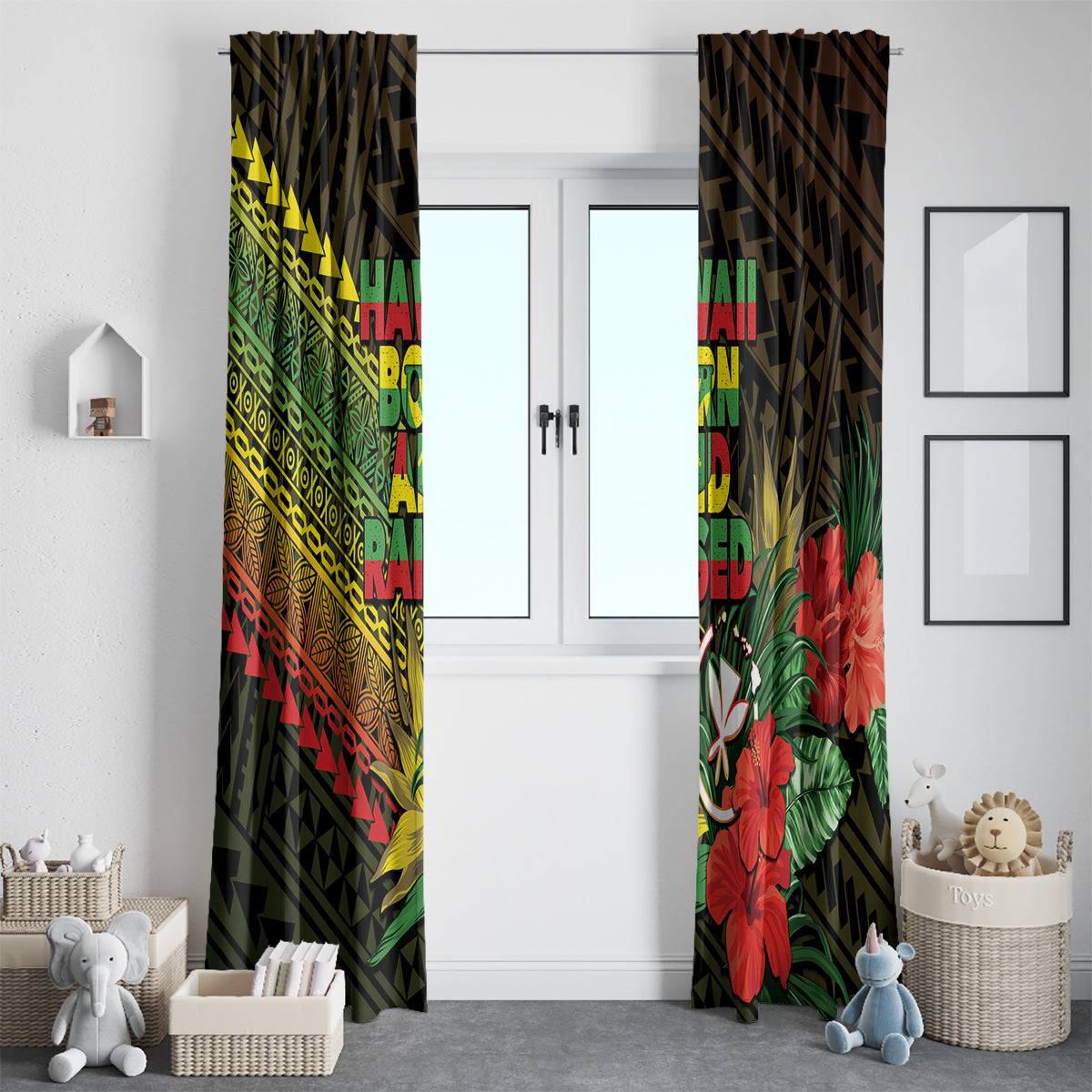 Hawaii Born and Raised Window Curtain Kanaka Maoli Flag Day LT05 - Polynesian Pride