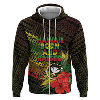 Personalized Hawaii Born and Raised Zip Hoodie Kanaka Maoli Flag Day LT05 Zip Hoodie Reggae - Polynesian Pride