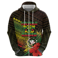 Personalized Hawaii Born and Raised Zip Hoodie Kanaka Maoli Flag Day LT05 - Polynesian Pride