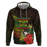 Personalized Hawaii Born and Raised Zip Hoodie Kanaka Maoli Flag Day LT05 Pullover Hoodie Reggae - Polynesian Pride