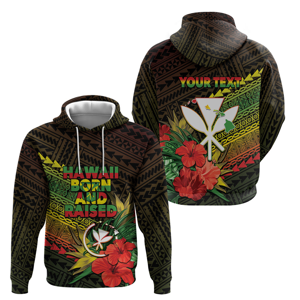 Personalized Hawaii Born and Raised Zip Hoodie Kanaka Maoli Flag Day LT05 - Polynesian Pride
