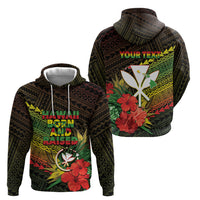 Personalized Hawaii Born and Raised Zip Hoodie Kanaka Maoli Flag Day LT05 - Polynesian Pride