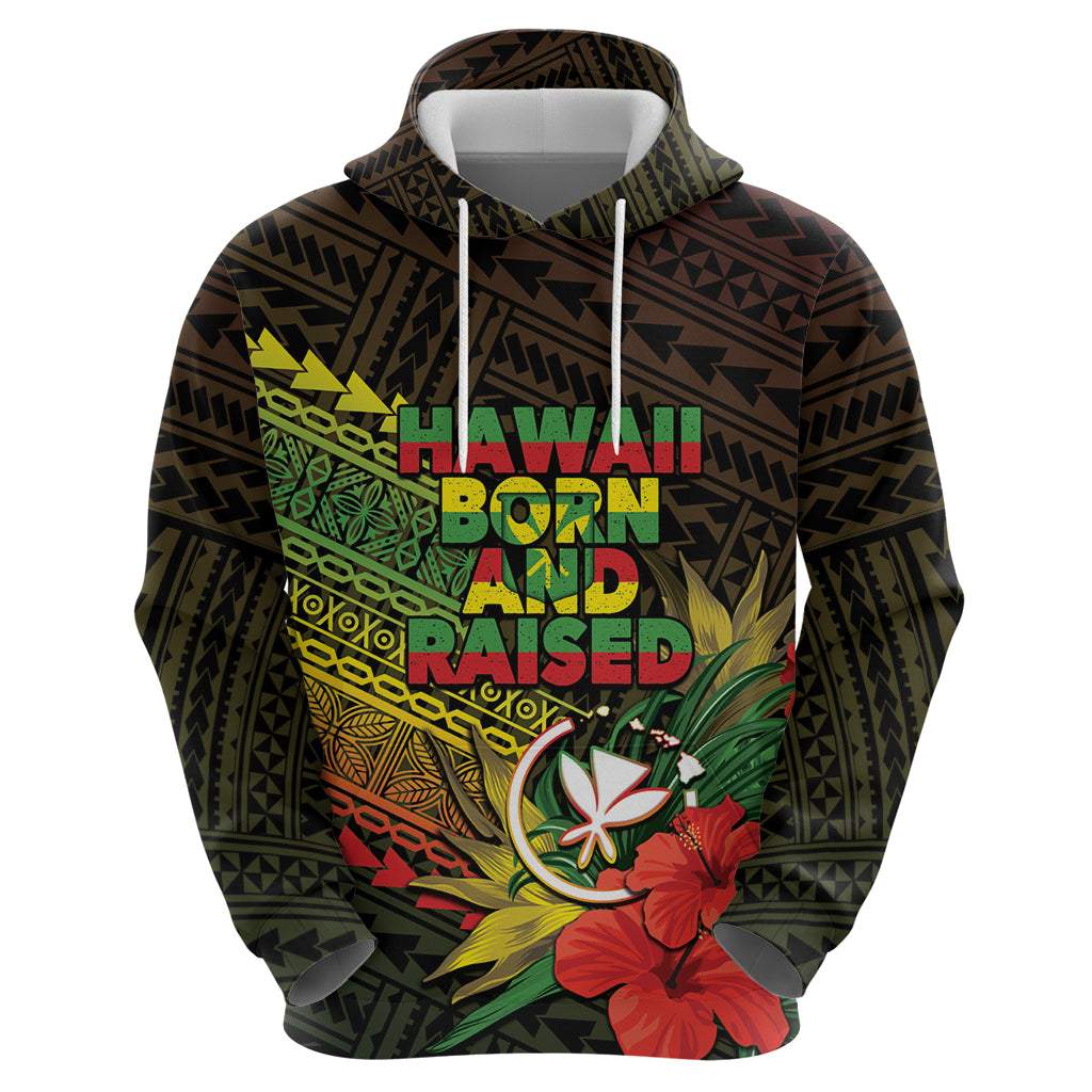 Personalized Hawaii Born and Raised Zip Hoodie Kanaka Maoli Flag Day LT05 - Polynesian Pride