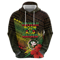 Personalized Hawaii Born and Raised Zip Hoodie Kanaka Maoli Flag Day LT05 - Polynesian Pride