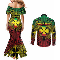 Personalised Wallis and Futuna Territory Day Couples Matching Mermaid Dress and Long Sleeve Button Shirt Polynesian Pattern Simple Style LT05 - Polynesian Pride