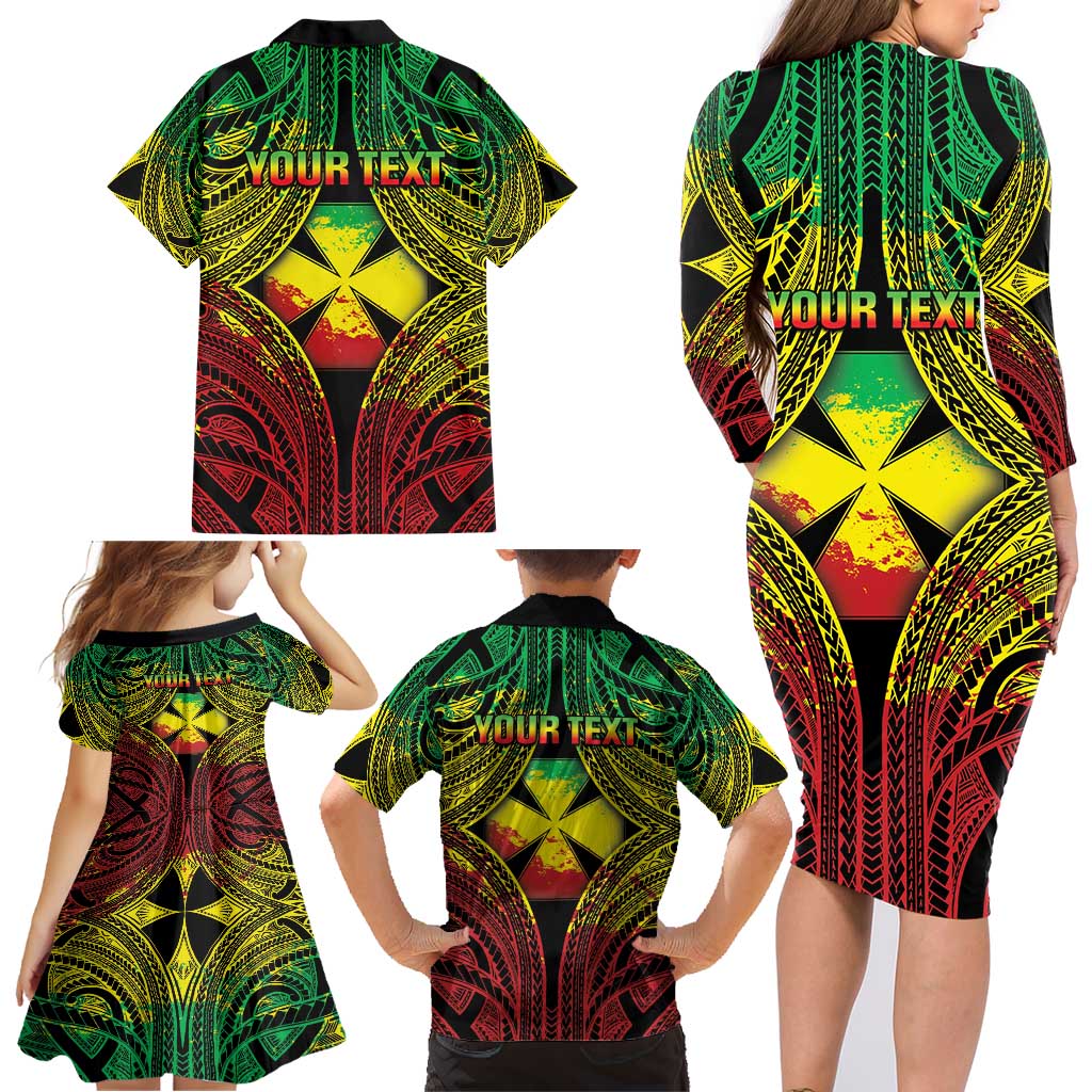 Personalised Wallis and Futuna Territory Day Family Matching Long Sleeve Bodycon Dress and Hawaiian Shirt Polynesian Pattern Simple Style LT05 - Polynesian Pride