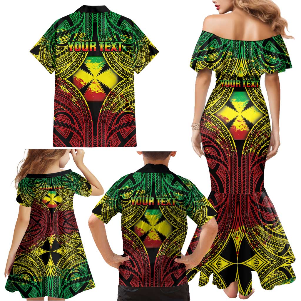 Personalised Wallis and Futuna Territory Day Family Matching Mermaid Dress and Hawaiian Shirt Polynesian Pattern Simple Style LT05 - Polynesian Pride