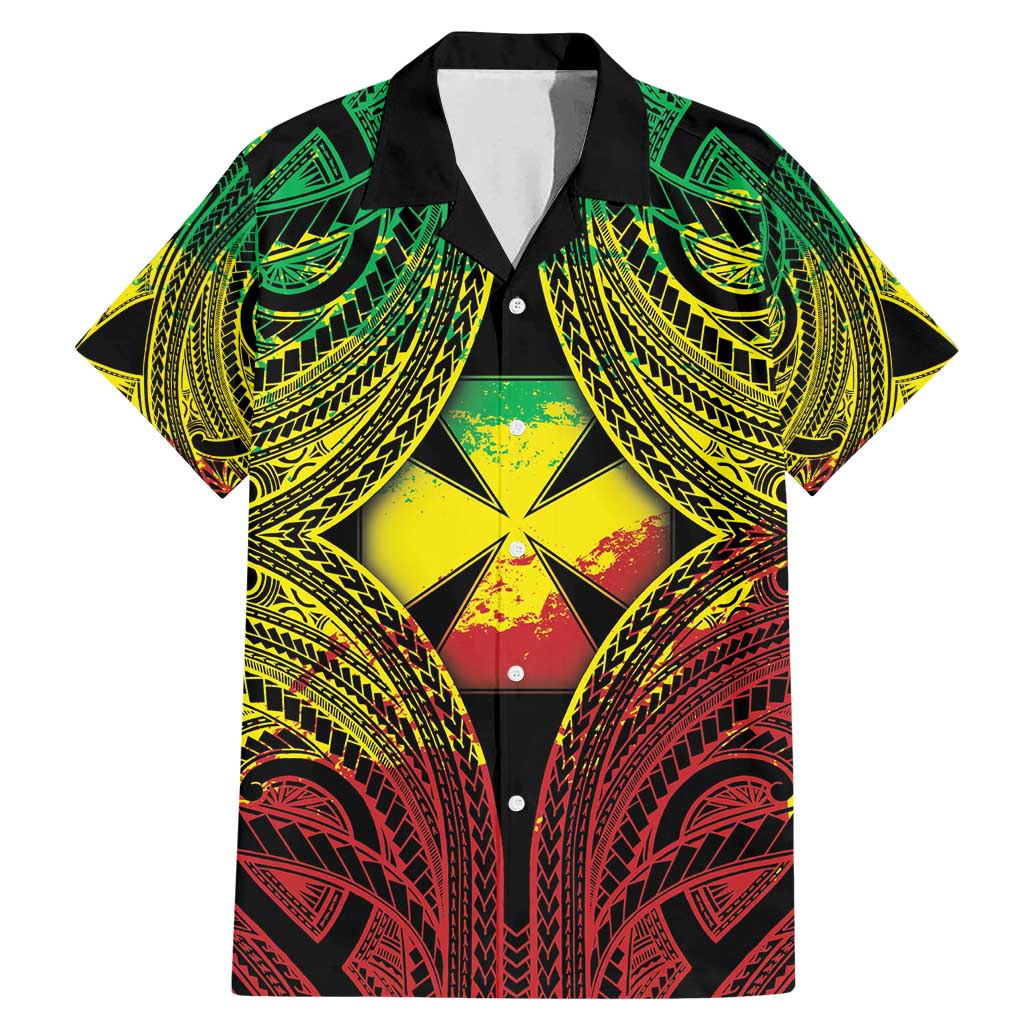 Personalised Wallis and Futuna Territory Day Family Matching Mermaid Dress and Hawaiian Shirt Polynesian Pattern Simple Style LT05 Dad's Shirt - Short Sleeve Reggae - Polynesian Pride