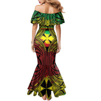Personalised Wallis and Futuna Territory Day Family Matching Mermaid Dress and Hawaiian Shirt Polynesian Pattern Simple Style LT05 - Polynesian Pride