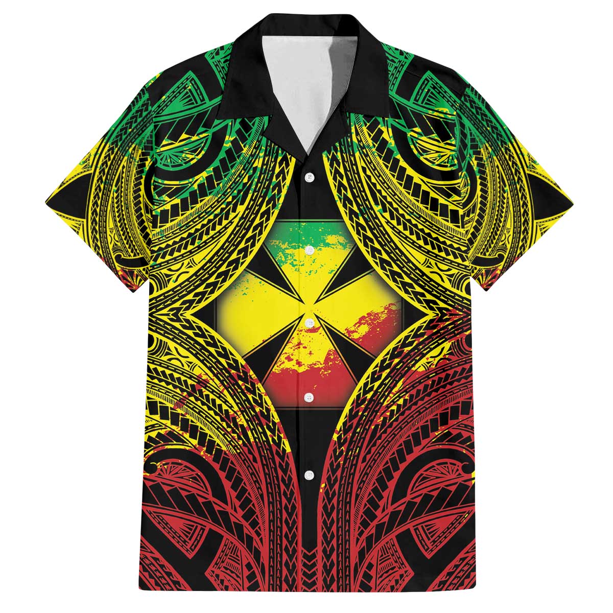 Personalised Wallis and Futuna Territory Day Family Matching Off The Shoulder Long Sleeve Dress and Hawaiian Shirt Polynesian Pattern Simple Style LT05 Dad's Shirt - Short Sleeve Reggae - Polynesian Pride