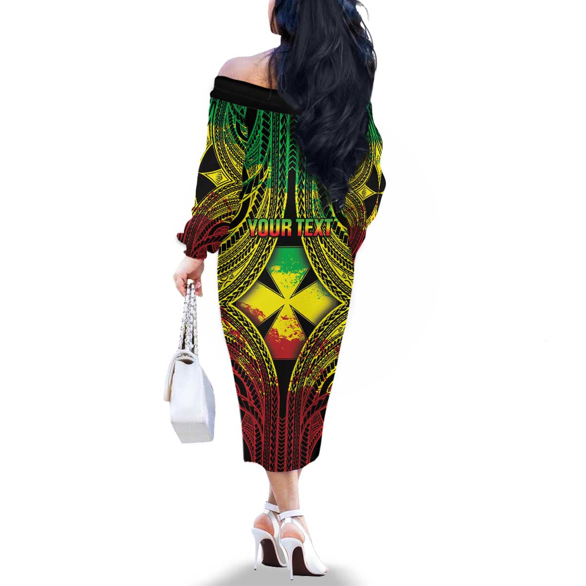 Personalised Wallis and Futuna Territory Day Family Matching Off The Shoulder Long Sleeve Dress and Hawaiian Shirt Polynesian Pattern Simple Style LT05 - Polynesian Pride