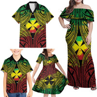 Personalised Wallis and Futuna Territory Day Family Matching Off Shoulder Maxi Dress and Hawaiian Shirt Polynesian Pattern Simple Style LT05 - Polynesian Pride