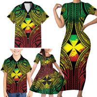 Personalised Wallis and Futuna Territory Day Family Matching Short Sleeve Bodycon Dress and Hawaiian Shirt Polynesian Pattern Simple Style LT05 - Polynesian Pride