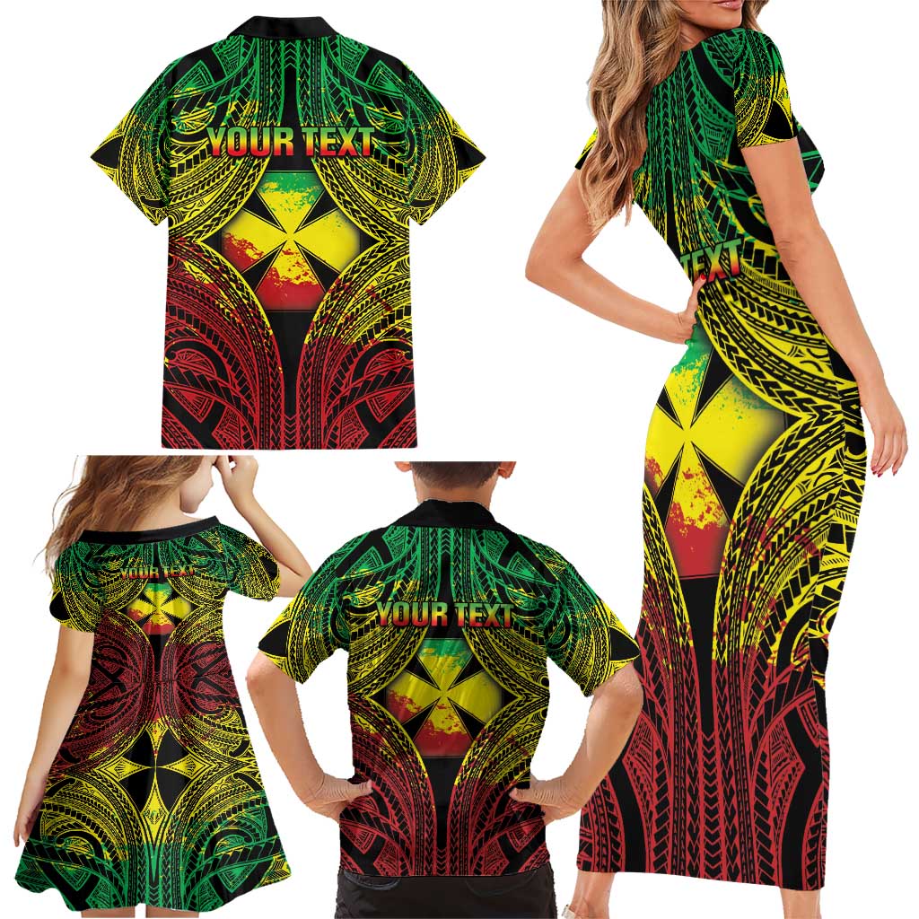 Personalised Wallis and Futuna Territory Day Family Matching Short Sleeve Bodycon Dress and Hawaiian Shirt Polynesian Pattern Simple Style LT05 - Polynesian Pride