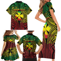 Personalised Wallis and Futuna Territory Day Family Matching Short Sleeve Bodycon Dress and Hawaiian Shirt Polynesian Pattern Simple Style LT05 - Polynesian Pride