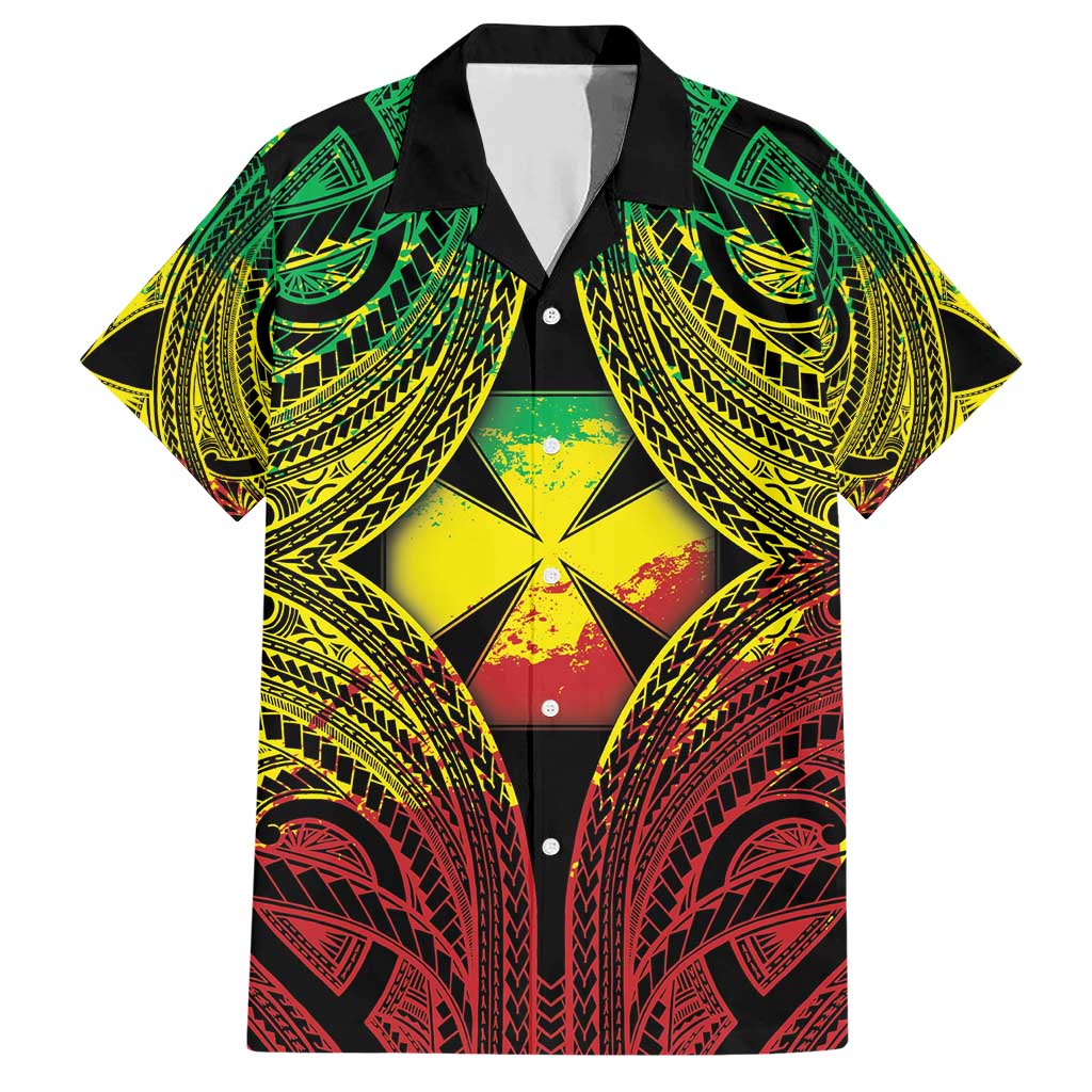 Personalised Wallis and Futuna Territory Day Family Matching Short Sleeve Bodycon Dress and Hawaiian Shirt Polynesian Pattern Simple Style LT05 Dad's Shirt - Short Sleeve Reggae - Polynesian Pride