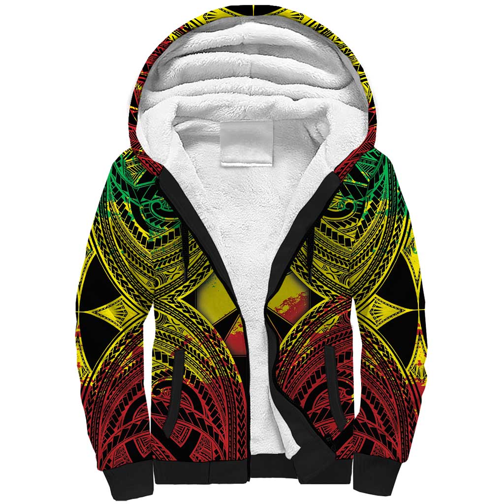 Personalised Wallis and Futuna Territory Day Sherpa Hoodie Polynesian Pattern Simple Style LT05 Unisex Reggae - Polynesian Pride