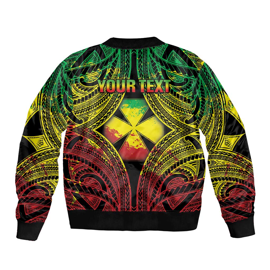 Personalised Wallis and Futuna Territory Day Sleeve Zip Bomber Jacket Polynesian Pattern Simple Style