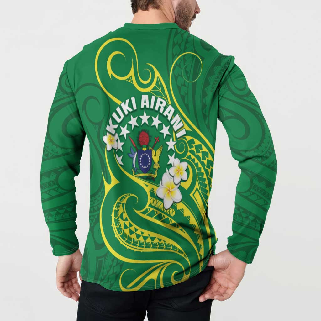 Cook Islands Happy Constitution Day Button Sweatshirt Pattern Tribal Art