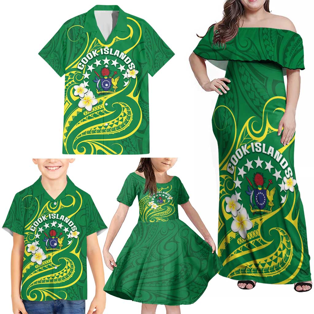 Cook Islands Happy Constitution Day Family Matching Off Shoulder Maxi Dress and Hawaiian Shirt Pattern Tribal Art LT05 - Polynesian Pride
