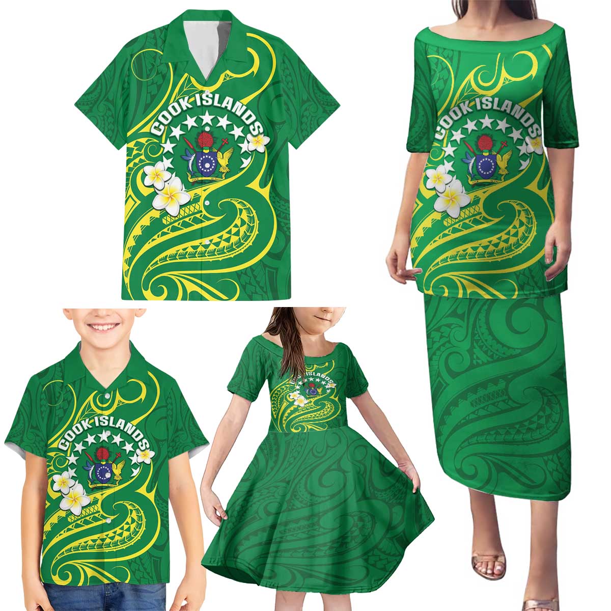 Cook Islands Happy Constitution Day Family Matching Puletasi and Hawaiian Shirt Pattern Tribal Art LT05 - Polynesian Pride