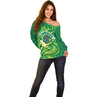 Cook Islands Happy Constitution Day Off Shoulder Sweater Pattern Tribal Art