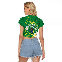 Cook Islands Happy Constitution Day Raglan Cropped T Shirt Pattern Tribal Art LT05 - Polynesian Pride