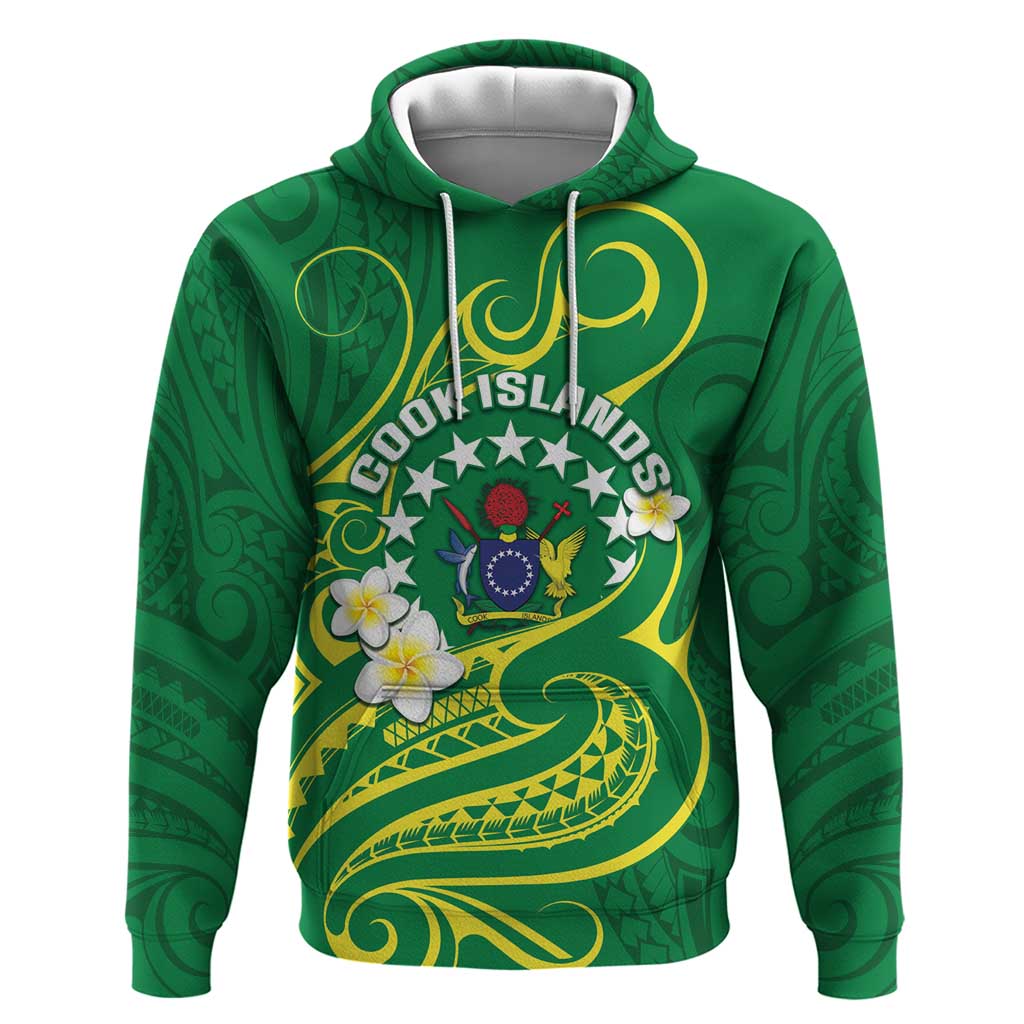 Cook Islands Happy Constitution Day Zip Hoodie Pattern Tribal Art LT05 Pullover Hoodie Green - Polynesian Pride