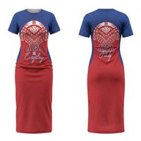 Aiga Samoa Couples Matching Short Sleeve Bodycon Dress and Long Sleeve Button Shirt Aiga Is Everything LT05 - Polynesian Pride