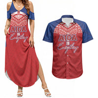 Aiga Samoa Couples Matching Summer Maxi Dress and Hawaiian Shirt Aiga Is Everything LT05 Red - Polynesian Pride