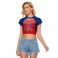 Aiga Samoa Raglan Cropped T Shirt Aiga Is Everything LT05 Female Red - Polynesian Pride