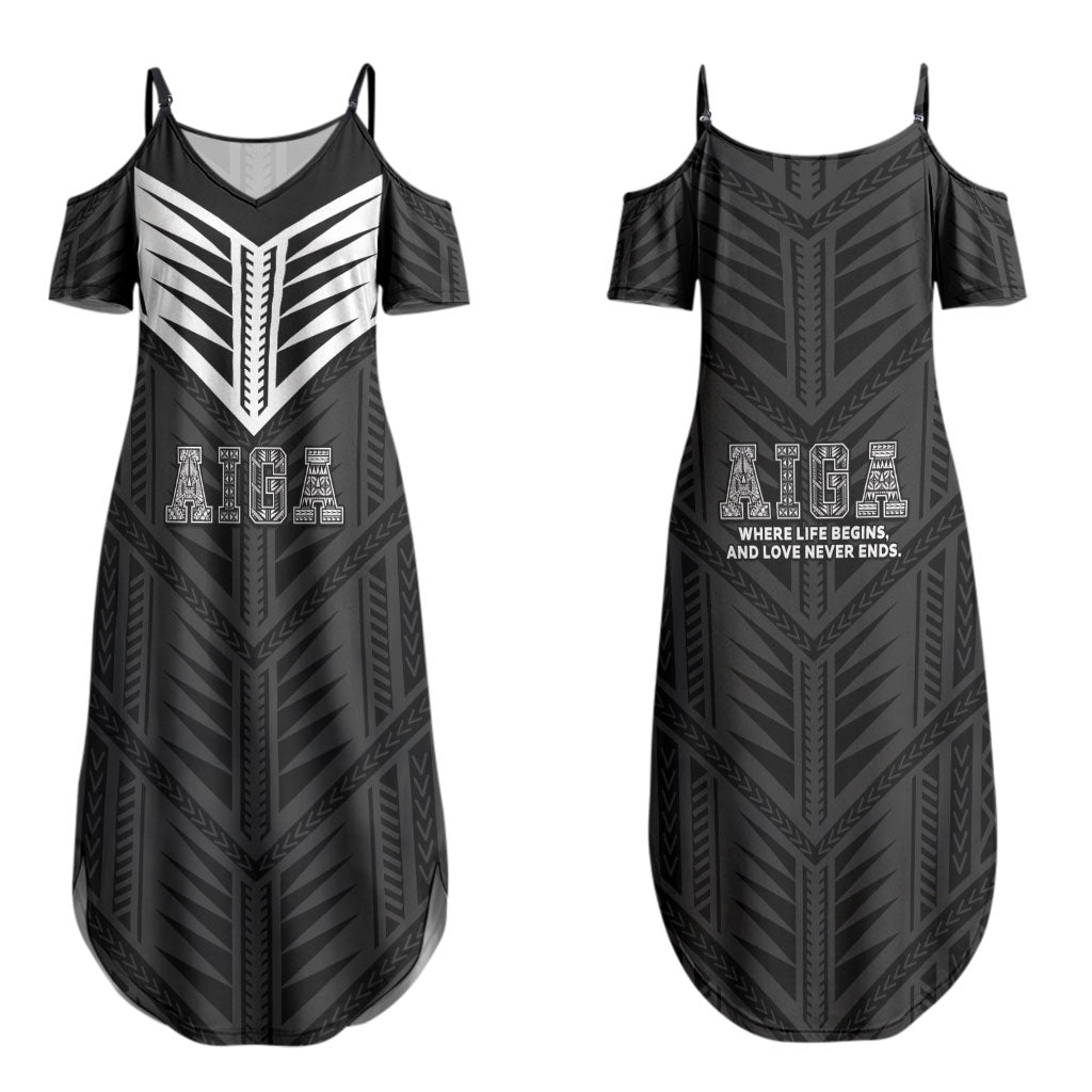 Samoa Aiga Couples Matching Summer Maxi Dress and Long Sleeve Button Shirt Samoan Tribal Pattern LT05 - Polynesian Pride
