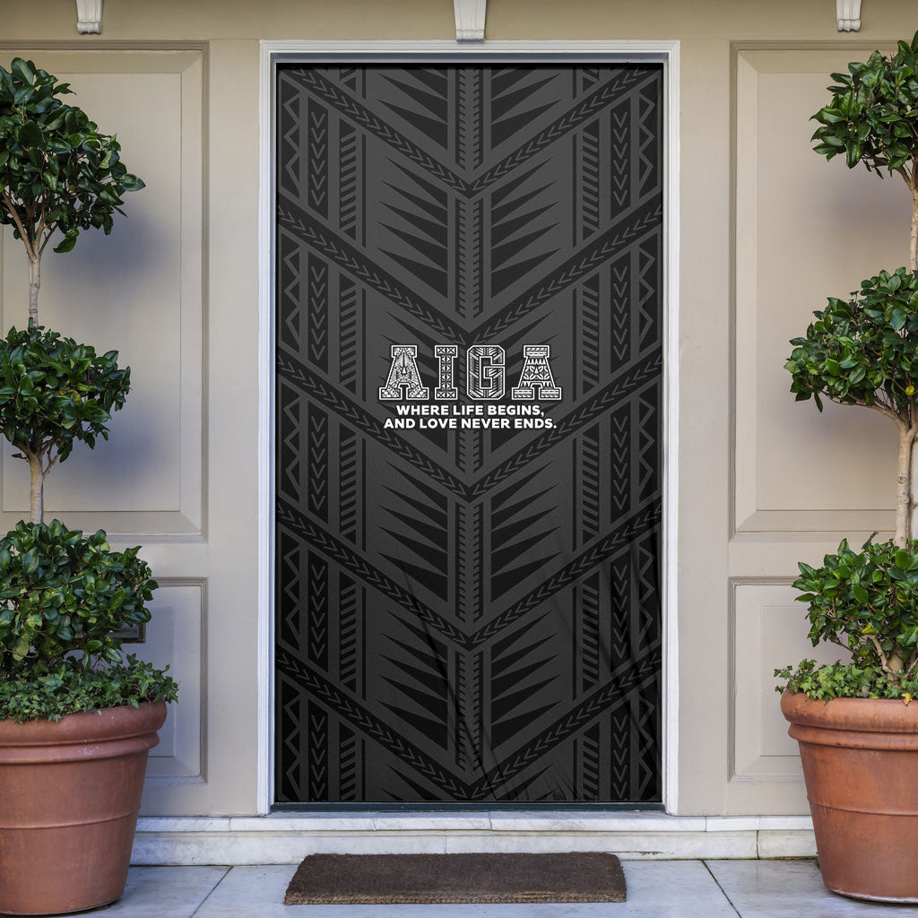 Samoa Aiga Door Cover Samoan Tribal Pattern LT05 Black - Polynesian Pride