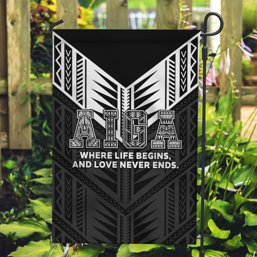 Samoa Aiga Garden Flag Samoan Tribal Pattern LT05 Garden Flag Black - Polynesian Pride