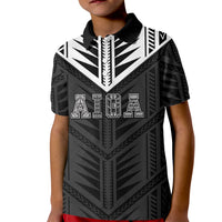 Samoa Aiga Kid Polo Shirt Samoan Tribal Pattern LT05 Kid Black - Polynesian Pride