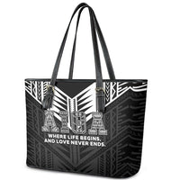 Samoa Aiga Leather Tote Bag Samoan Tribal Pattern LT05 - Polynesian Pride