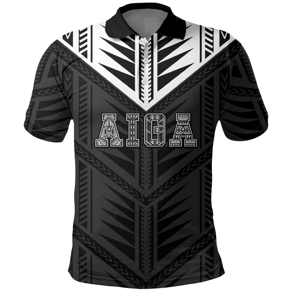 Samoa Aiga Polo Shirt Samoan Tribal Pattern LT05 Black - Polynesian Pride