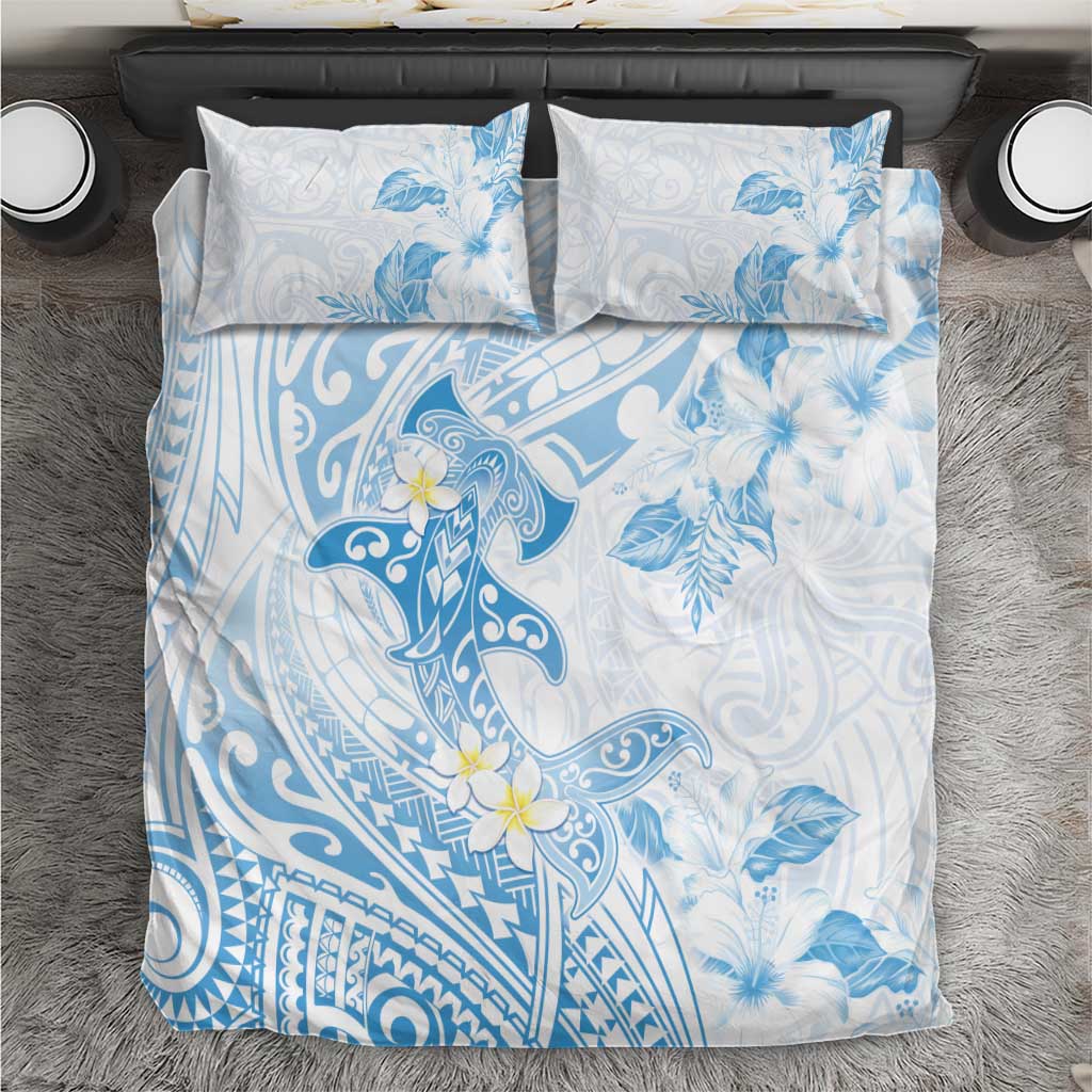 Polynesia Hammerhead Shark Bedding Set Tropical Flowers Tribal Pattern Blue LT05 Blue - Polynesian Pride