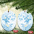 Polynesia Hammerhead Shark Ceramic Ornament Tropical Flowers Tribal Pattern Blue
