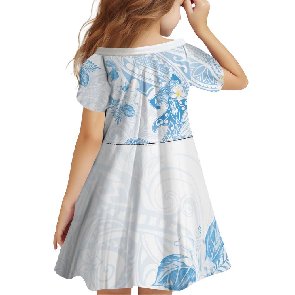 Polynesia Hammerhead Shark Family Matching Mermaid Dress and Hawaiian Shirt Tropical Flowers Tribal Pattern Blue LT05 - Polynesian Pride