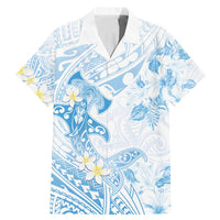 Polynesia Hammerhead Shark Family Matching Mermaid Dress and Hawaiian Shirt Tropical Flowers Tribal Pattern Blue LT05 Dad's Shirt - Short Sleeve Blue - Polynesian Pride