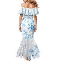 Polynesia Hammerhead Shark Family Matching Mermaid Dress and Hawaiian Shirt Tropical Flowers Tribal Pattern Blue LT05 - Polynesian Pride
