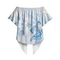 Polynesia Hammerhead Shark Off Shoulder Wrap Waist Top Tropical Flowers Tribal Pattern Blue LT05 - Polynesian Pride
