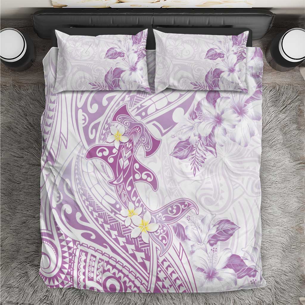 Polynesia Hammerhead Shark Bedding Set Tropical Flowers Tribal Pattern Lavender LT05 Purple - Polynesian Pride