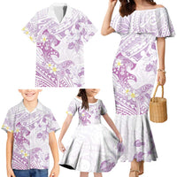 Polynesia Hammerhead Shark Family Matching Mermaid Dress and Hawaiian Shirt Tropical Flowers Tribal Pattern Lavender LT05 - Polynesian Pride