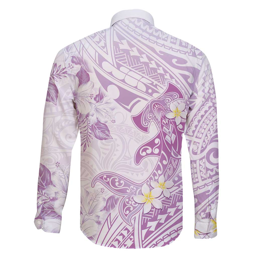 Polynesia Hammerhead Shark Family Matching Mermaid Dress and Hawaiian Shirt Tropical Flowers Tribal Pattern Lavender LT05 - Polynesian Pride