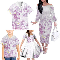 Polynesia Hammerhead Shark Family Matching Off The Shoulder Long Sleeve Dress and Hawaiian Shirt Tropical Flowers Tribal Pattern Lavender LT05 - Polynesian Pride