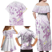 Polynesia Hammerhead Shark Family Matching Off Shoulder Maxi Dress and Hawaiian Shirt Tropical Flowers Tribal Pattern Lavender LT05 - Polynesian Pride