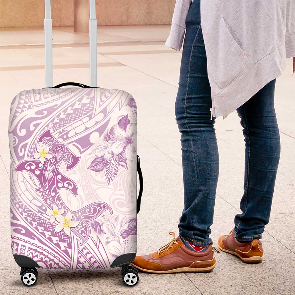 Polynesia Hammerhead Shark Luggage Cover Tropical Flowers Tribal Pattern Lavender LT05 Purple - Polynesian Pride