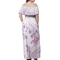 Polynesia Hammerhead Shark Off Shoulder Maxi Dress Tropical Flowers Tribal Pattern Lavender LT05 - Polynesian Pride
